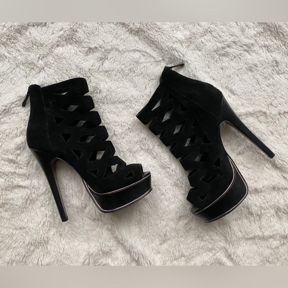 Black Bebe Platform Booties/Heels